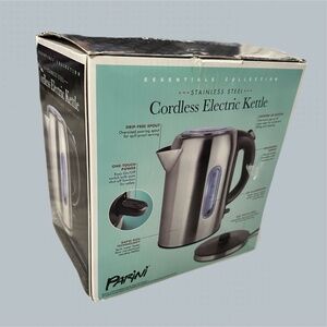 parini 360 swivel base Cordless Electric Kettle in box stainless steel